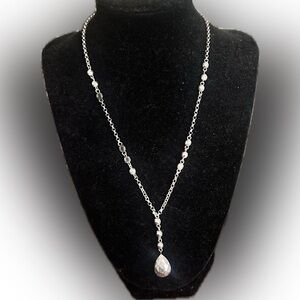 Elegant .925 solid Sterling Silver Beaded/faceted Necklace